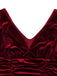 Burgundy 1950s Velvet Sequin V-Neck Maxi Dress
