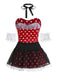 Red 1980s Polka Dot Dress & Mesh Skirt Set