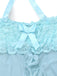 Aqua Blue 1980s Lace Bow Lingerie Set