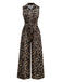 1970s Lapel Leopard Sleeveless Belted Jumpsuit