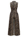 1970s Lapel Leopard Sleeveless Belted Jumpsuit