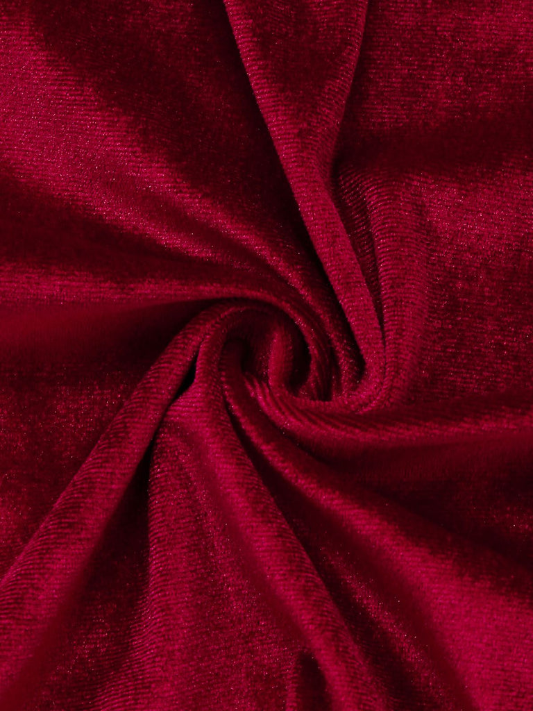 1960s Solid Velvet Half-Sleeve Dress