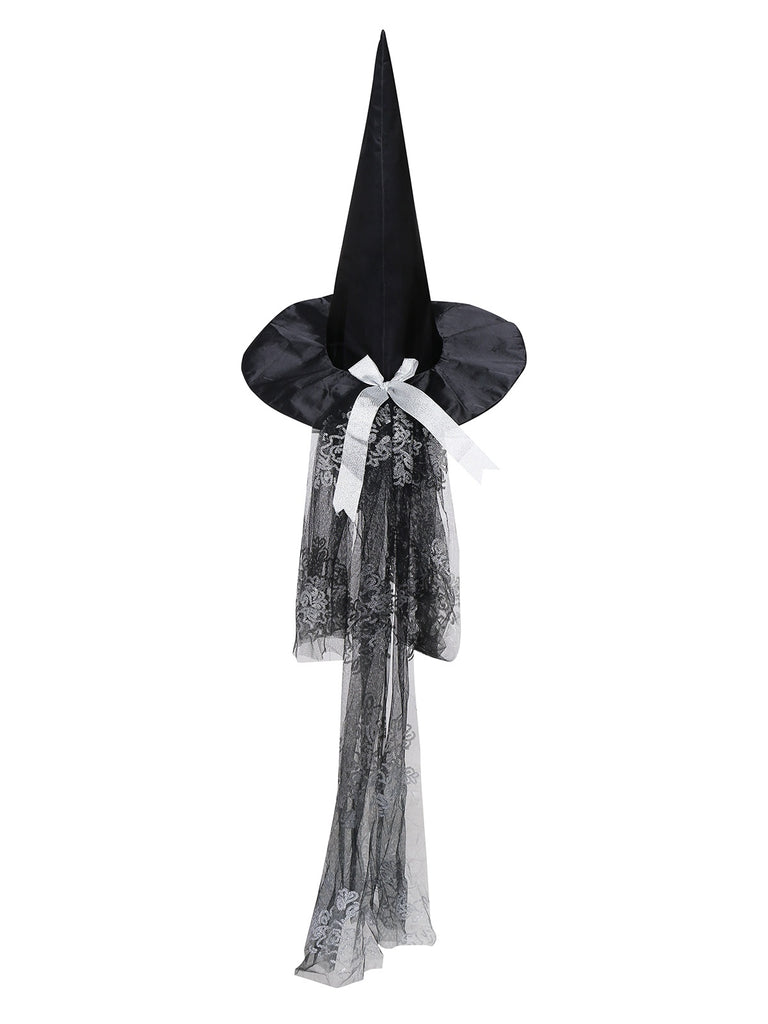 Black 1970s Vampire Bride Off-Shoulder Mesh Dress
