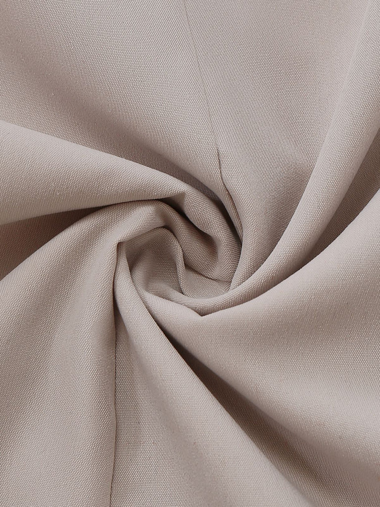 Beige 1940s Colorblock Lapel Button-Down Midi Dress