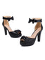 Solid Bow Peep Toe High Heels Sandals