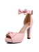 Solid Bow Peep Toe High Heels Sandals