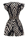 Black 1950s Zebra Striped Ruffled Waist Romper