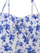 Blue 1950s Floral Spaghetti Strap Dress