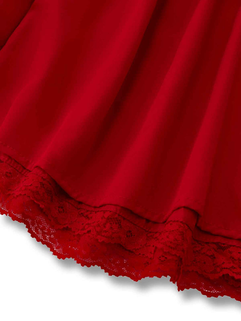 1950s Solid Bow Tie Lace Gothic Dress