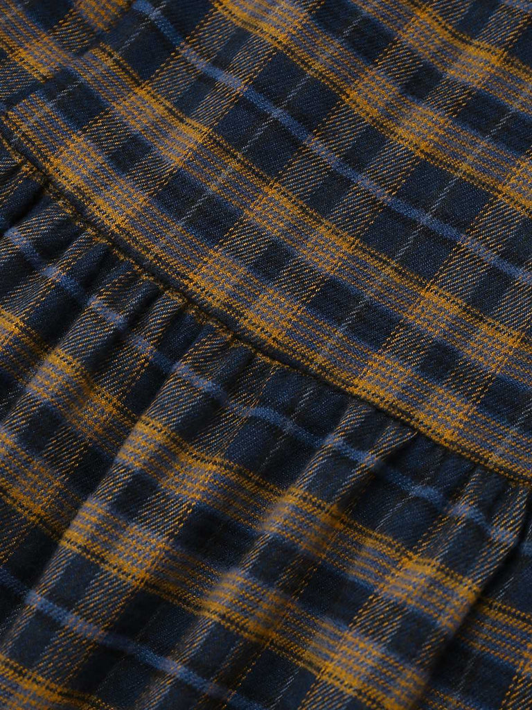 Dark Coffee 1950s Bow Strap Plaid Dress