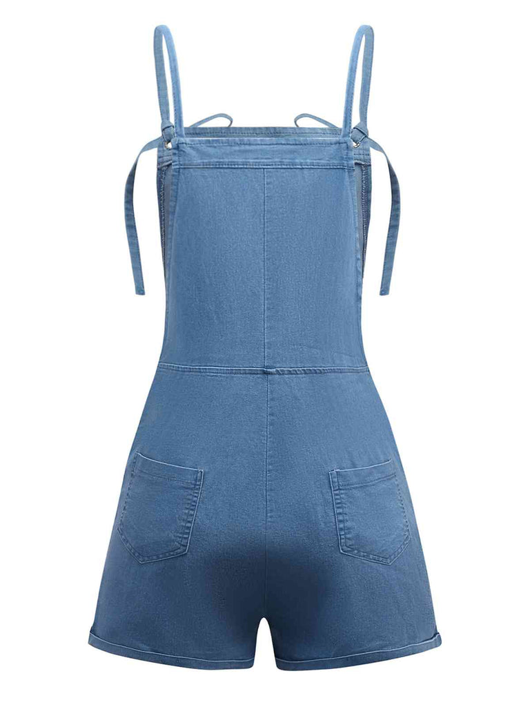 Blue 1950s Bow Tie Denim Romper