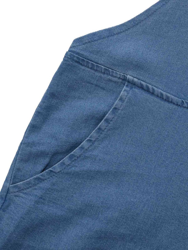 Blue 1950s Bow Tie Denim Romper