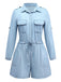 Light Blue 1950s Denim Button Lapel Romper