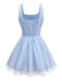 Light Blue 1950s Slip Gingham Lace Dress
