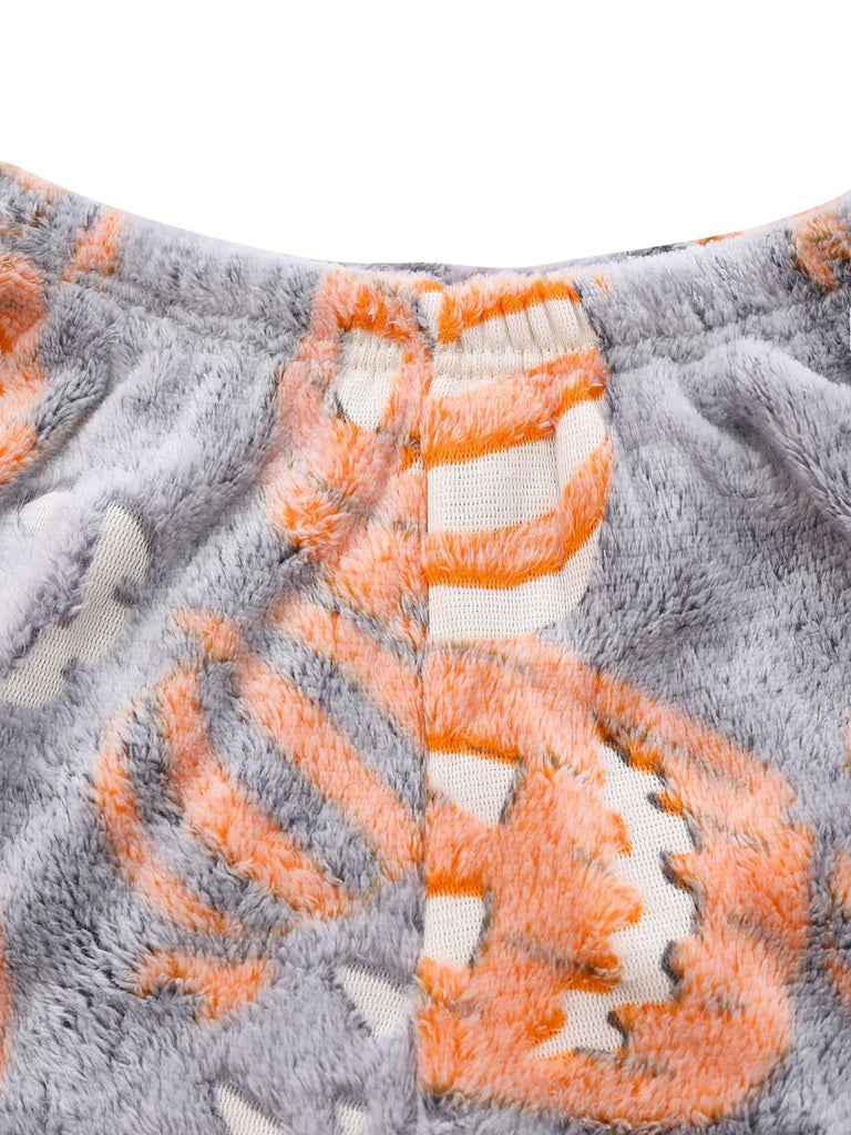 1970s Halloween Ghost Pumpkin Flannel Vest Pajama Set