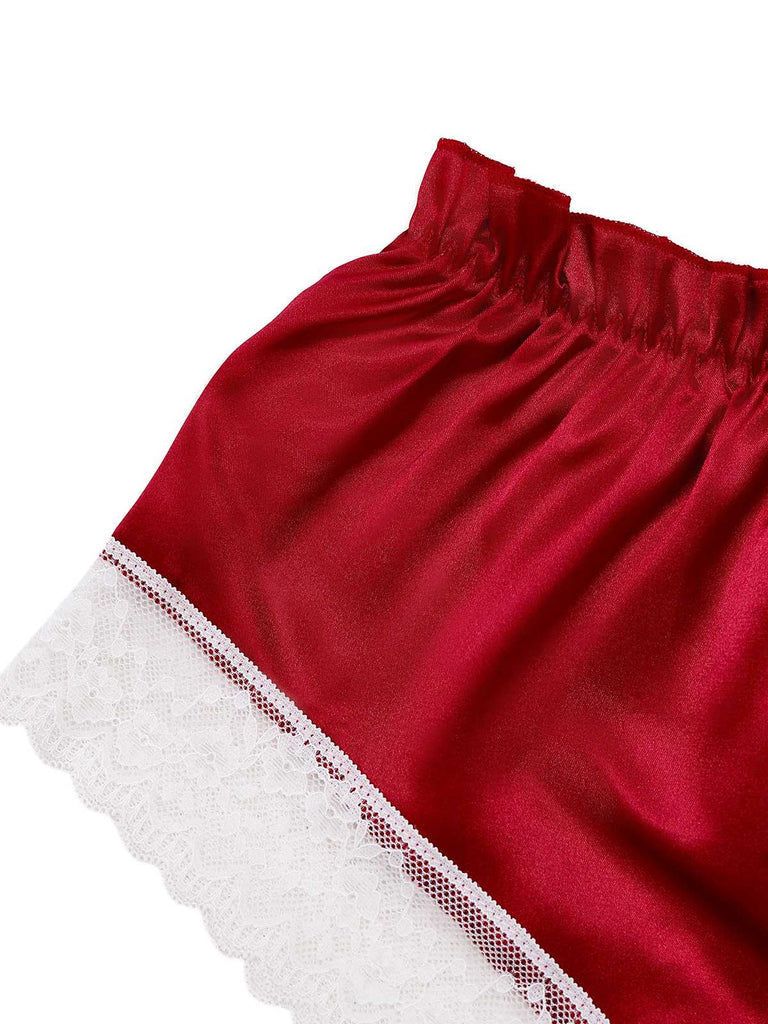 1950s Halter Lace Satin Pajama Set