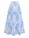 Light Blue 1970s Boho Floral Maxi Skirt