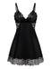 Black 1950s Velvet Lace Slip Nightgown