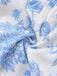 Light Blue 1970s Boho Floral Maxi Skirt