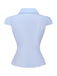 Light Blue 1970s Fitted Solid Blouse