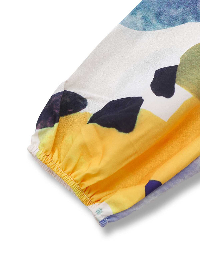 1970s V-Neck Boho Long Sleeve Maxi Dress