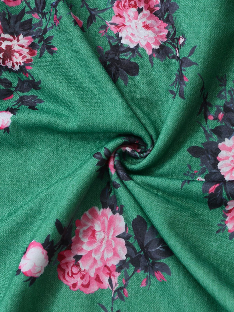 Green 1940s Floral Print Wide-Legged Jumpsuit