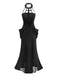 Black 1930s Gothic Lace Halter Mermaid Dress
