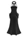 Black 1930s Gothic Lace Halter Mermaid Dress