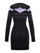 Black 1960s Dots Halloween Ghost Sweater Dress