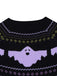Black 1960s Dots Halloween Ghost Sweater Dress