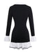 1970s Black & White Contrast Knitted Ruffle Dress