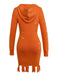 Orange 1970s Halloween Distressed Pumpkin Knit Hoodie Dress