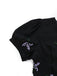 Black 1940s Purple Floral Embroidered V-Neck Dress