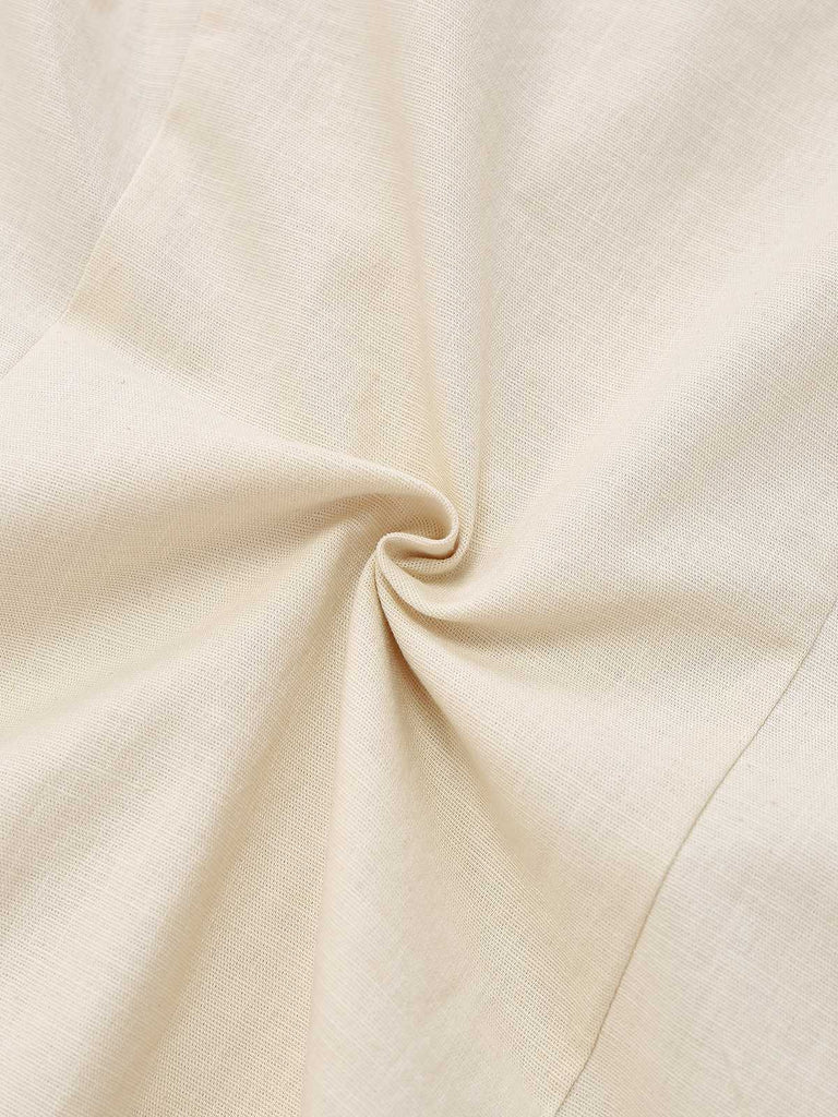 Beige 1960s Starfish Shell Buttons Sleeveless Dress