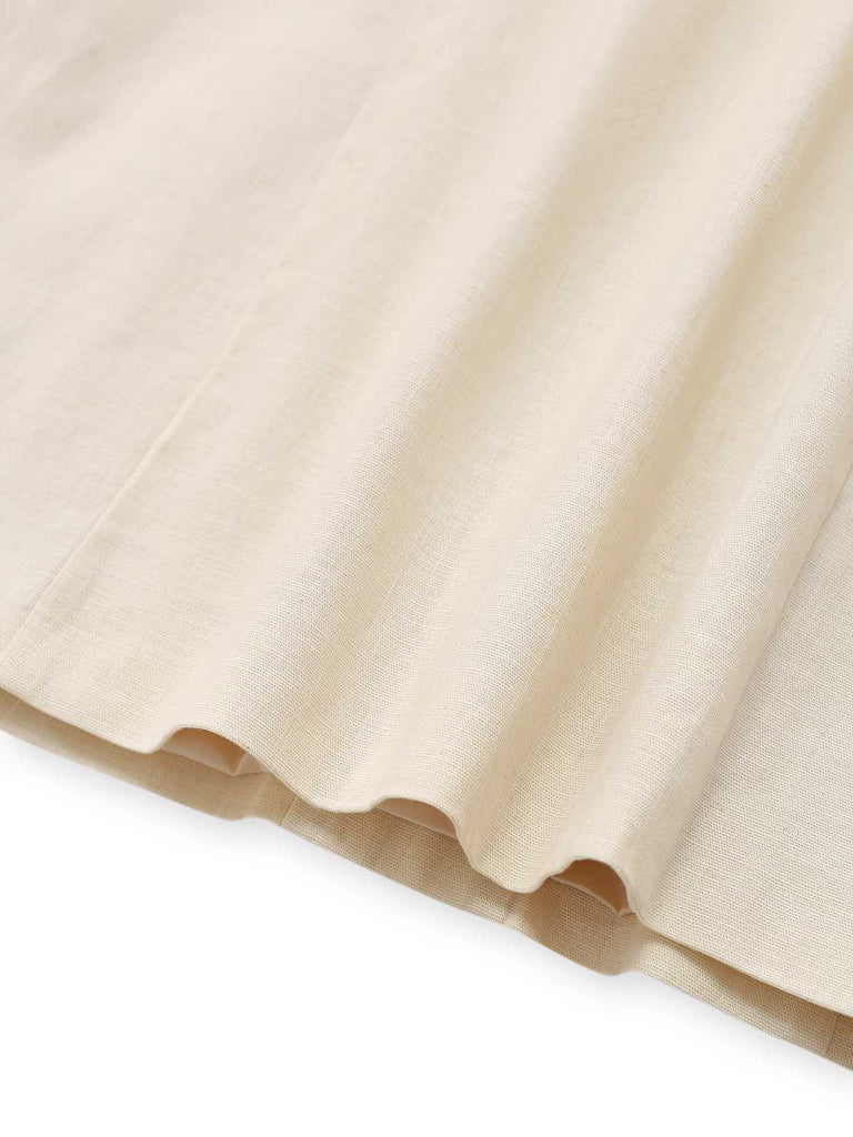 Beige 1960s Starfish Shell Buttons Sleeveless Dress