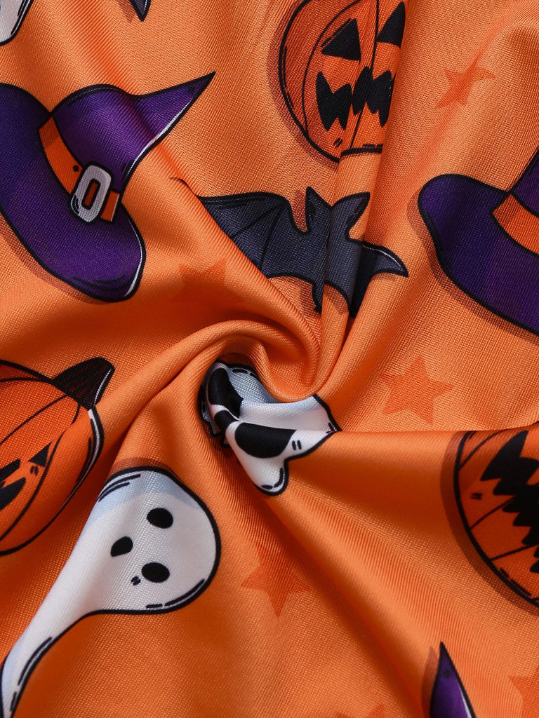 1960s Halloween Print Lace Patchwork Sleepwear