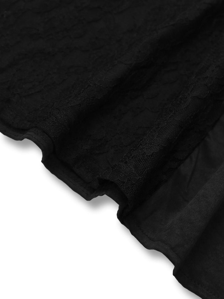 Black 1930s Gothic Lace Halter Mermaid Dress