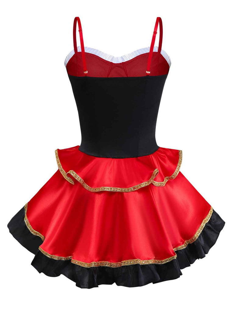 2PCS Red 1970s Riding Hood Costume Cape With Corset Dress