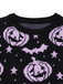 Black 1970s Halloween Pumpkin Bat Knit Sweater