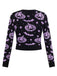 Black 1970s Halloween Pumpkin Bat Knit Sweater