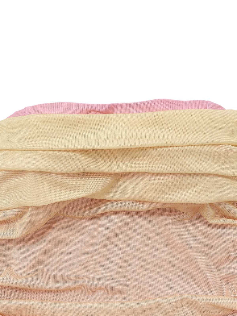 1960s Strapless Gradient Ruched Bodycon Dress With Scarf
