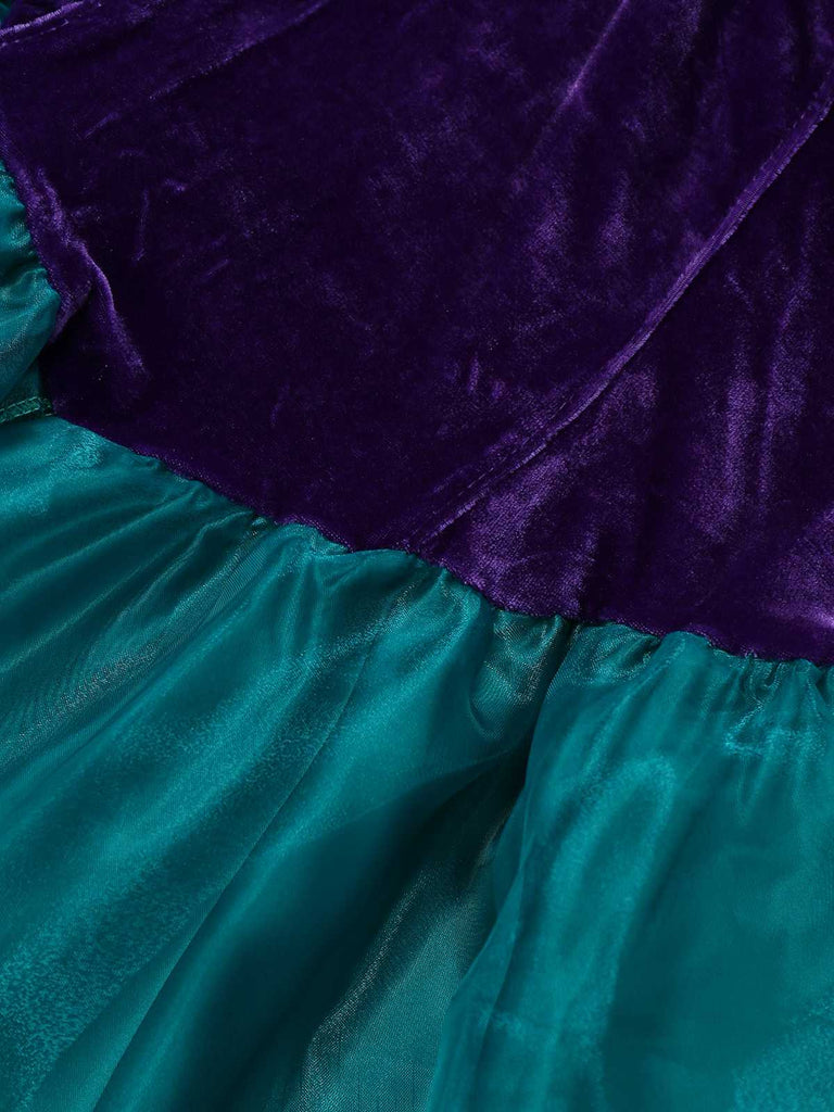 1950s Mermaid Princess Ariel Costume Dress With Crown