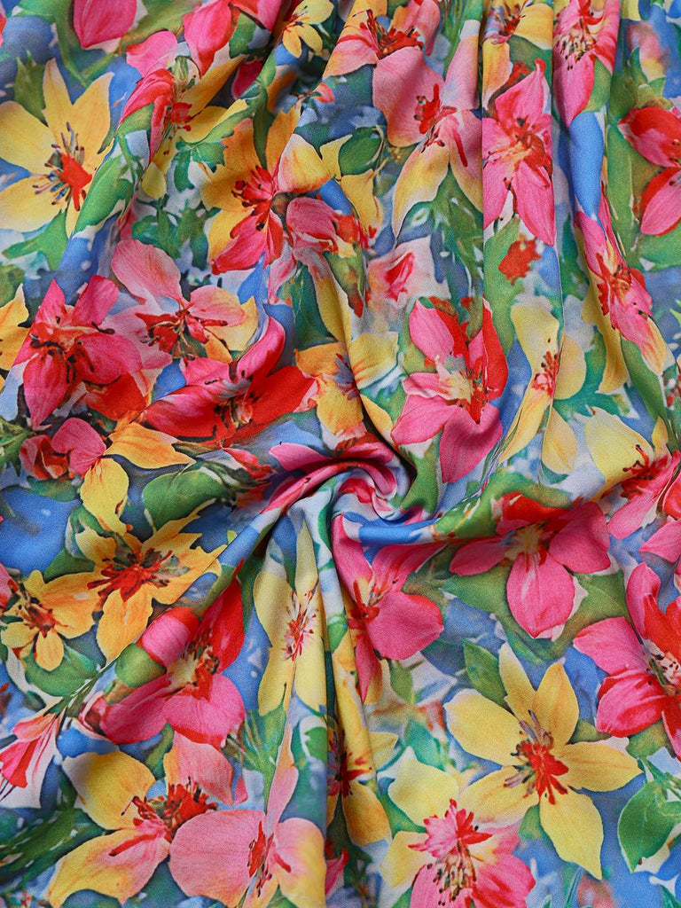 Multicolor 1960s Halter Floral Bow Heart Dress