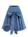 [Pre-Sale] Blue 1940s Denim Polka Dot Bow Pleated Skirt