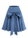 [Pre-Sale] Blue 1940s Denim Polka Dot Bow Pleated Skirt