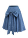 [Pre-Sale] 2PCS White & Blue 1940s Lace Ruched Top & Denim Bow Skirt
