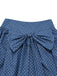 [Pre-Sale] Blue 1940s Denim Polka Dot Bow Pleated Skirt