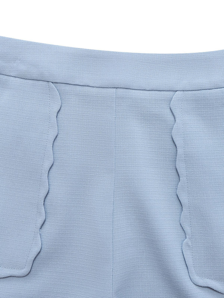 2PCS 1960s Wide Strap Button Square Neck Top & Shorts