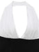 1970s Halter Deep V-Neck Colorblock Maxi Dress