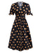 Black 1940s V-Neck Polka Dots Dress